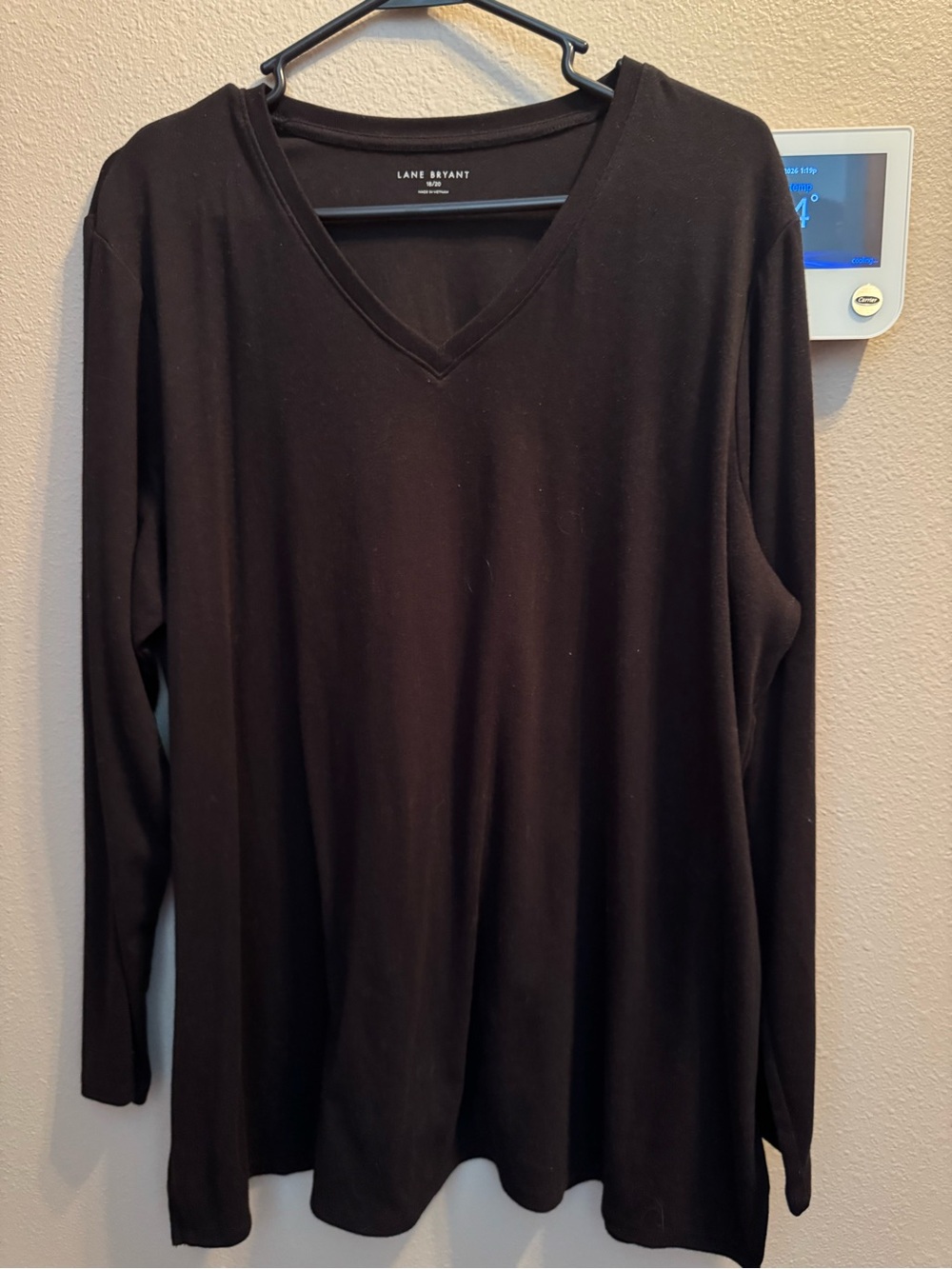 Lane Bryant Black V-Neck Long Sleeve Tunic Top